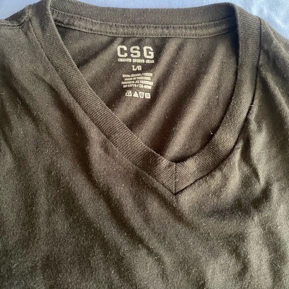 CSG Black V-Neck T-Shirt - Picture 2 of 12